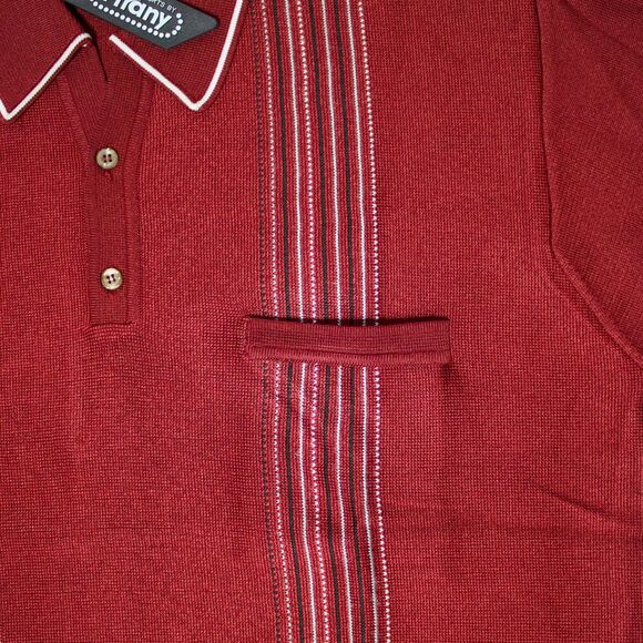 VTG NWT L Virany 60s Style Sweater Shirt Knit Polo Burgundy Made in Italy Men XL - Picture 8 of 13